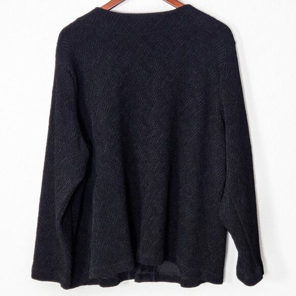 Citiknits Textured Open Cardigan Black Women’s 3X Chic Minimalism - Picture 2 of 12